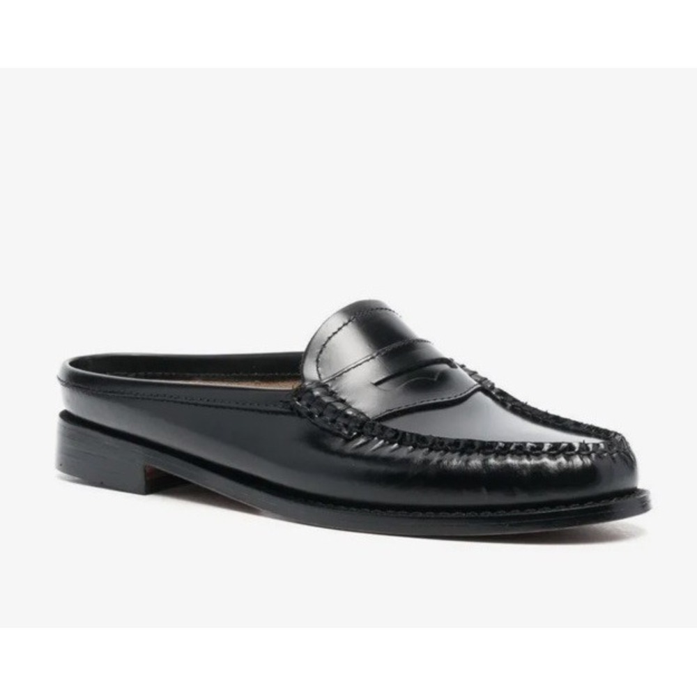 G.H.Bass Weejuns Penny Mule Slides Black Leather Backless Loafer Woman's 9.5
